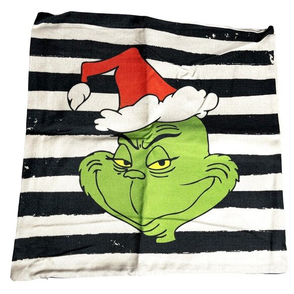 4PK Grinch Themed Pillow Covers Christmas 18in Square Dr Seuss Various Designs - Picture 2 of 8
